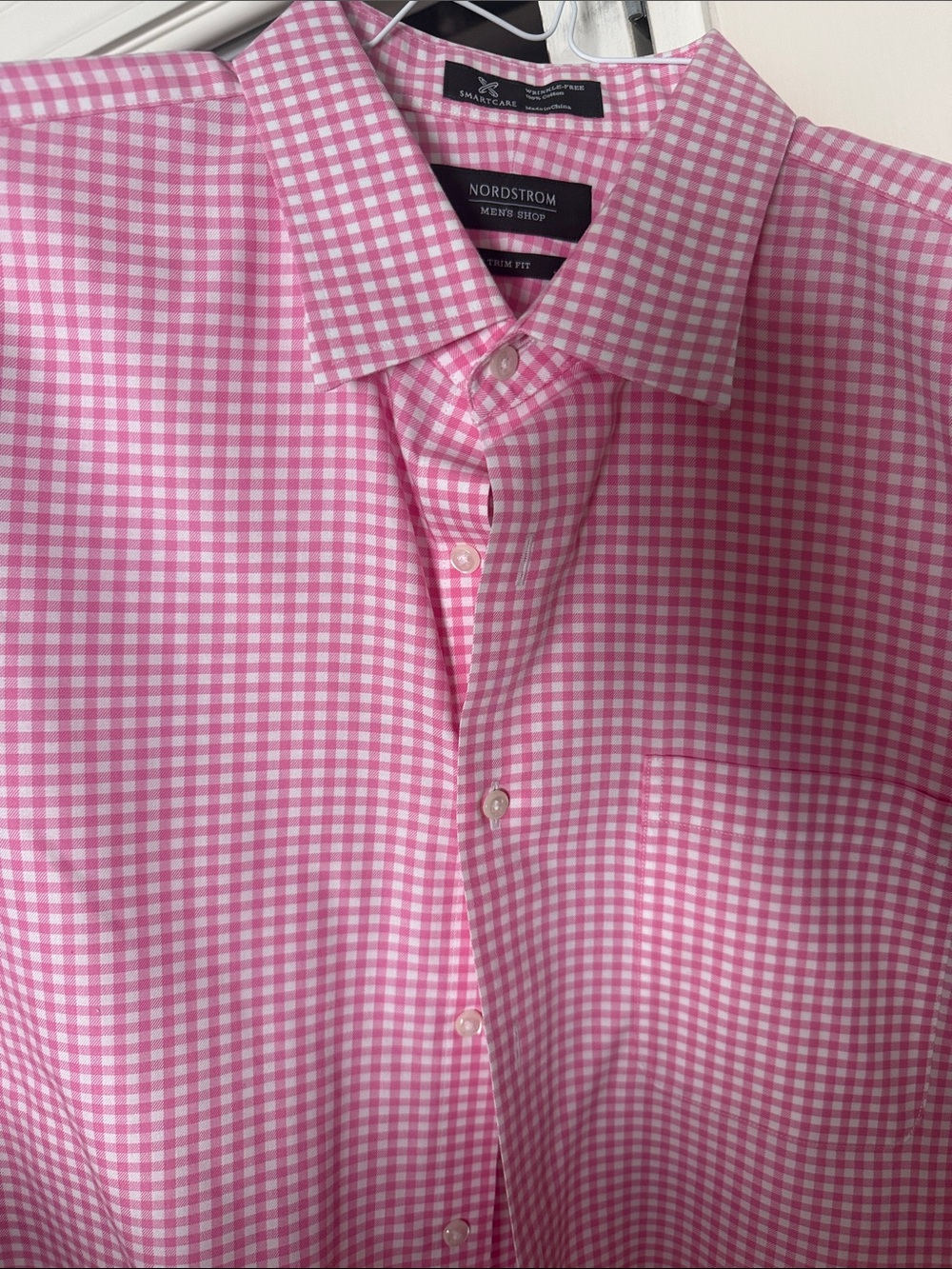 Nordstrom Pink and White Gingham Men's Dress Shirt